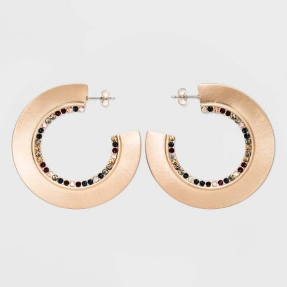 Glass and Gems Brushed Hoop and Statement Earrings - Picture 1 of 4